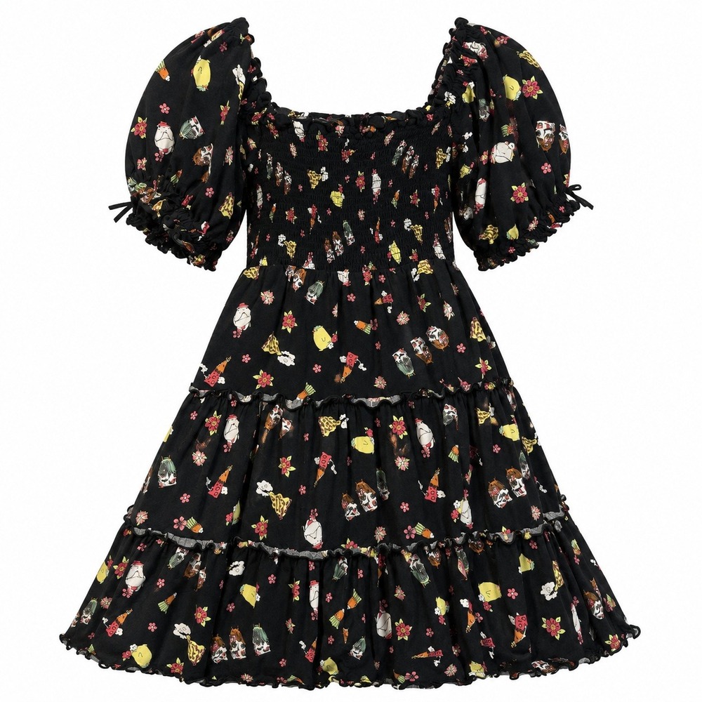 Her Universe Spirited Away Dress M Studio Ghibli Smocked Tiered Puff Sleeve Cult
